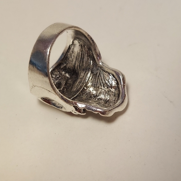 Skull Ring Silver Tone Red Rhinestone Eyes Size 10 Gothic Punk Biker Jewelry - Picture 8 of 10